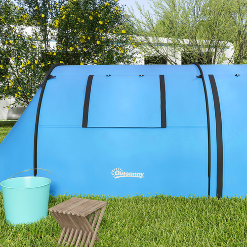 Outsunny 2 Room Camping Family Tent for 3-4 Man, 3000mm Waterproof, Sky Blue - Cheap Tent