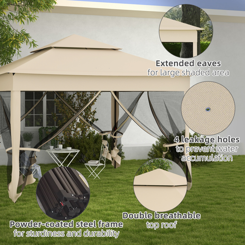 Outsunny Garden Folding Tent Heavy Duty Pop Up Gazebo for Party Cream - Cheap Tent