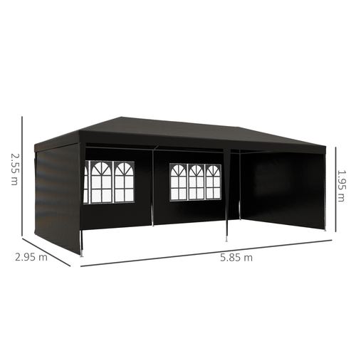 6m x 3m Garden Gazebo Marquee Canopy Party Tent Canopy Patio Black - Cheap Tent
