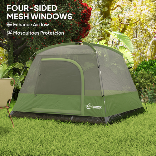Outsunny 3-4 Person Camping Tent, Waterproof Tent - Cheap Tent