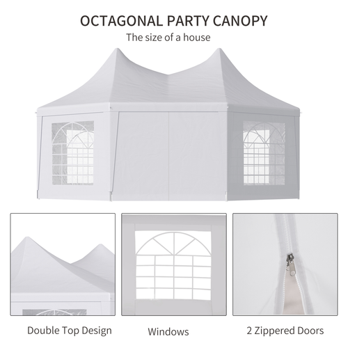 6.8m x 5m Octagonal Party Tent / Wedding Marquee-White - Cheap Tent