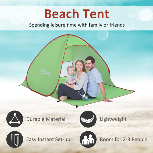 Beach Tent Instant Camping Pop up Tent Sun Shade Shelter, Green Outsunny - Cheap Tent