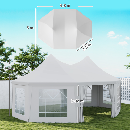 Outsunny 6.8 x 5m Garden Octagonal Gazebo Party Wedding Tent Heavy Duty Marquee - Cheap Tent