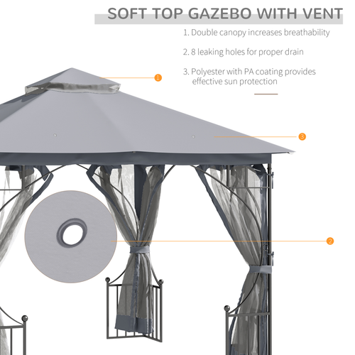 Gazebo Party Tent Canopy Sun Shade for Patio Garden Light Grey 3x3(m) Outsunny - Cheap Tent