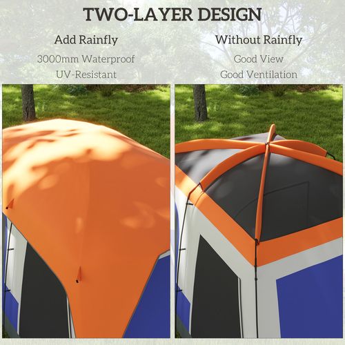 Outsunny Camping Tent with 3000mm Waterproof Rainfly & Screen Panels, Orange - Cheap Tent