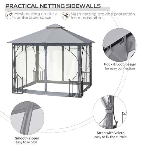Gazebo Party Tent Canopy Sun Shade for Patio Garden Light Grey 3x3(m) Outsunny - Cheap Tent