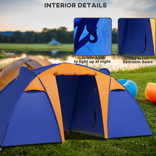 Outsunny Camping Tent with 2 Bedroom, Living Area and Awning for 4-6 Person - Cheap Tent