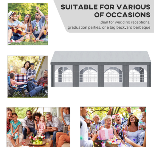 8 x 4m Party Tent, Marquee Gazebo with Sides, Eight Windows and Double Doors - Cheap Tent