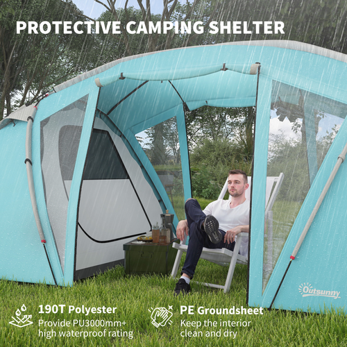 Outsunny 4-6 Man Family Camping Tent w/ 2 Bedrooms, a Living Room - Cheap Tent