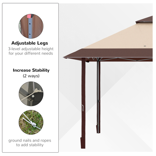 4 x 4m Outdoor Pop-Up Canopy Tent Gazebo Adjustable Legs Bag Coffee - Cheap Tent