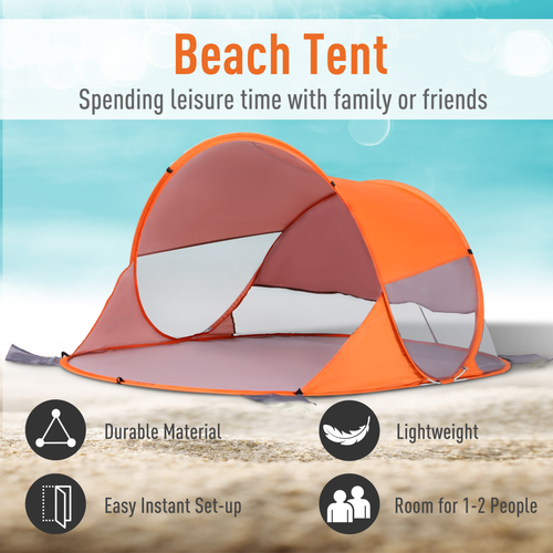 Portable Automatic Pop Up Beach Tent Outdoor Camp Shelter Orange Outsunny - Cheap Tent
