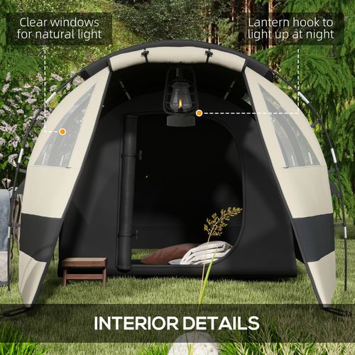 Outsunny Blackout Camping Tent with Bedroom & Living Room for 4-5 Person, Khaki - Cheap Tent