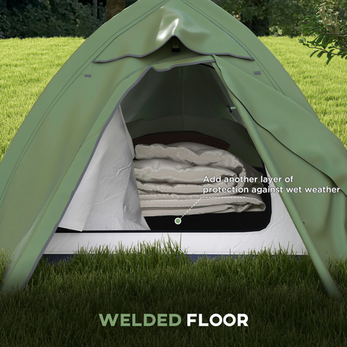 Outsunny Double Layer Camping Tent for 1-2 Man, 2000mm Waterproof, Green - Cheap Tent