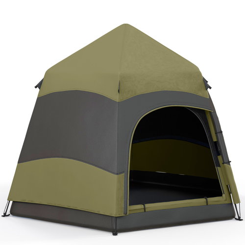 Outsunny 4 Person Camping Tent Festival Hiking Shelter, Dark Green - Cheap Tent