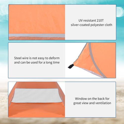Beach Tent Instant Camping Pop up Tent Sun Shade Shelter, Orange Outsunny - Cheap Tent