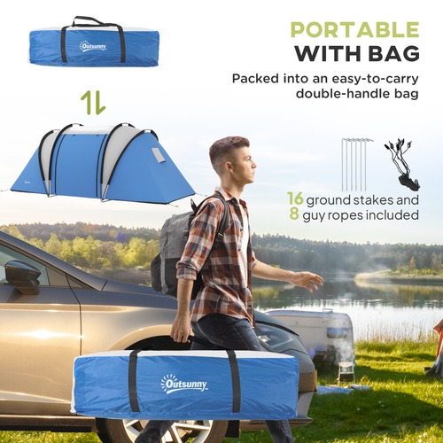 Outsunny 2 Bedroom Camping Tent with Living Area, 3000mm Waterproof - Cheap Tent