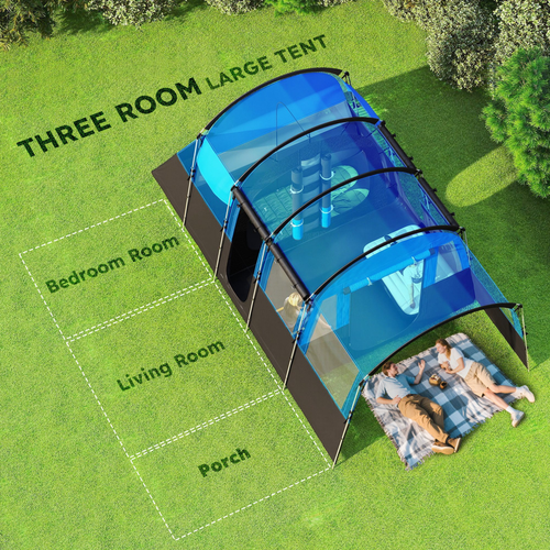 Outsunny 8-Person Camping Tent Tunnel Design with 4 Large Windows - Cheap Tent