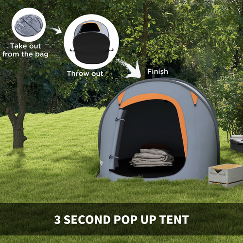 Outsunny Pop up Camping Tent for 2 Man, 2000mm Waterproof with Carry Bag, Grey - Cheap Tent