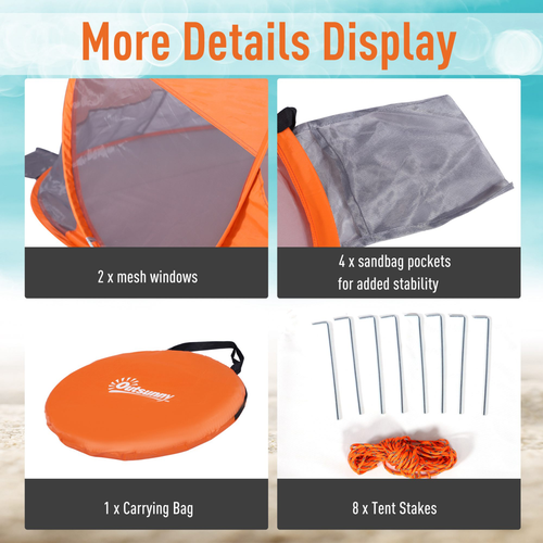 Portable Automatic Pop Up Beach Tent Outdoor Camp Shelter Orange Outsunny - Cheap Tent