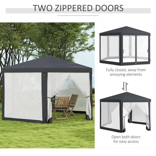 Outsunny Hexagonal Gazebo Patio, Outdoor Canopy Patio Party Tent Dark Grey - Cheap Tent