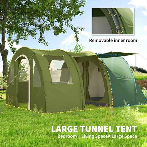 Outsunny 5-6 Man Family Tent Camping Tent with 2 Room and Carry Bag - Cheap Tent