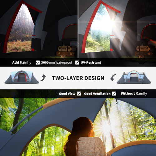 Outdoor Camping Tent For 5-6 W/ Bag, Fiberglass & Steel Frame Outsunny - Cheap Tent