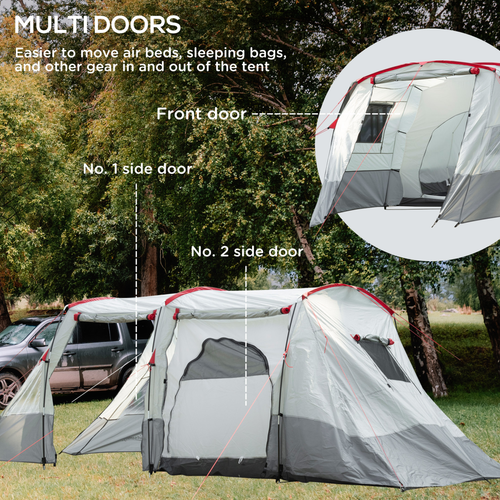 6-8 Person Tunnel Tent, Two-room Camping Tent with Carry Bag, Grey - Cheap Tent