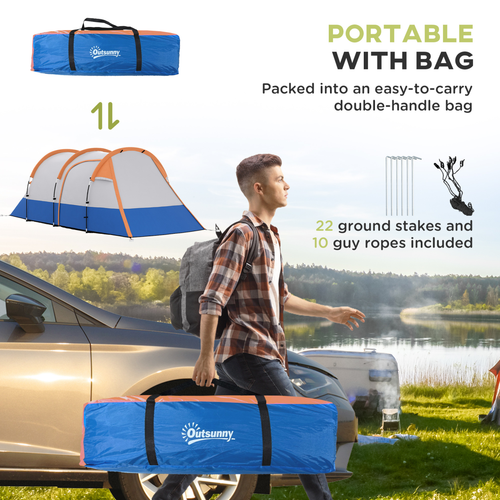 Outsunny 2-3 Man Camping Tunnel Tent with Bedroom and Living Room - Cheap Tent