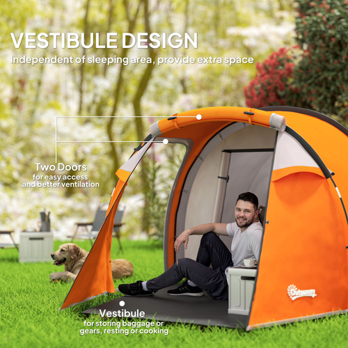 Outsunny 3 Man 2-Room Tent Camping Tent With Living Area Air Vents - Cheap Tent