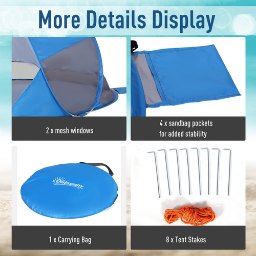 Portable Automatic Pop Up Beach Tent Outdoor Camp Shelter Blue Outsunny - Cheap Tent