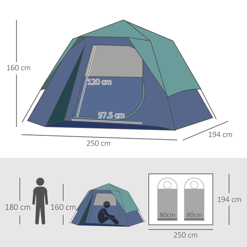 Family Pop-Up Camping Tent W/ Removable Waterproof Rainfly Outsunny - Cheap Tent