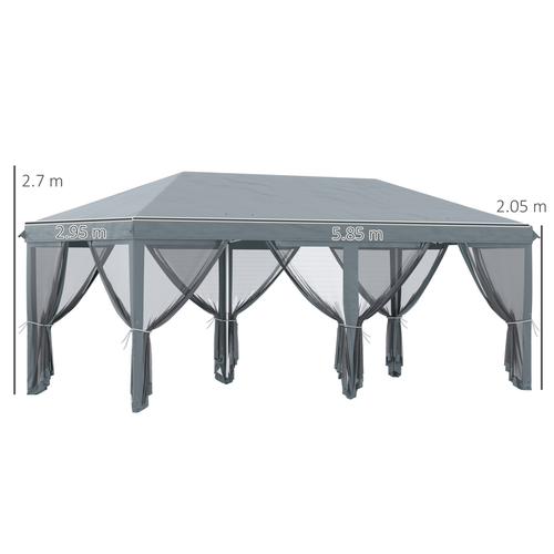 6 x 3m Pop Up Party Tent Canopy with 6 Removable Sidewalls Grey - Cheap Tent