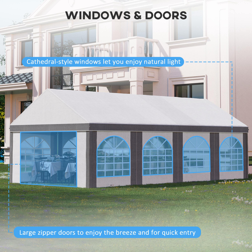 8 x 4m Party Tent, Marquee Gazebo with Sides, Eight Windows and Double Doors - Cheap Tent
