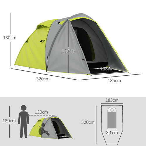 Outsunny 2-3 Man Camping Tent with Living Area, 2000mm Waterproof, Blue - Cheap Tent