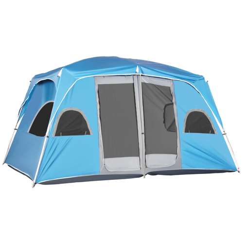 Outsunny Camping Tent, Family Tent 4-8 Person 2 Room Easy Set Up, Blue - Cheap Tent