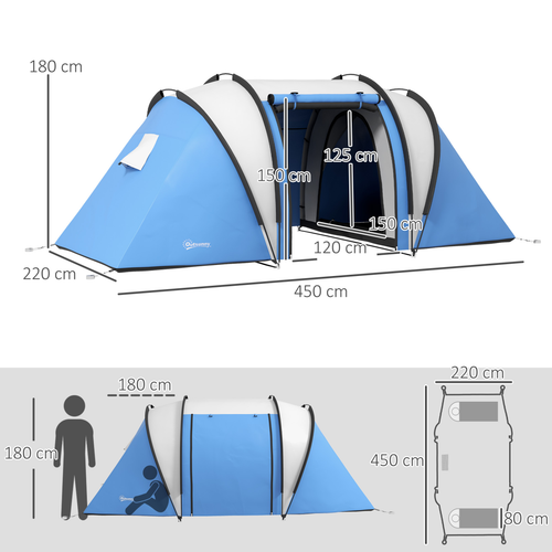 Outsunny 2 Bedroom Camping Tent with Living Area, 3000mm Waterproof - Cheap Tent