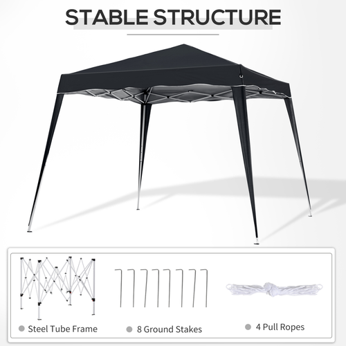 Outsunny Pop-Up Tent, 3Lx3Wx2.4H m-Black - Cheap Tent