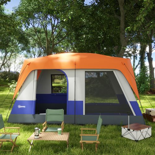 Outsunny Camping Tent with 3000mm Waterproof Rainfly & Screen Panels, Orange - Cheap Tent