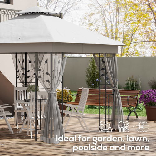 Outsunny 3 x 3(m) Garden Gazebo Marquee Tent Canopy Shelter Pavilion Grey - Cheap Tent