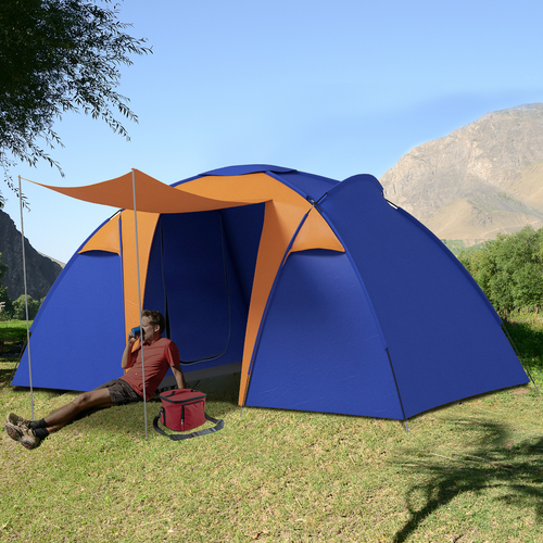 Outsunny Camping Tent with 2 Bedroom, Living Area and Awning for 4-6 Person - Cheap Tent