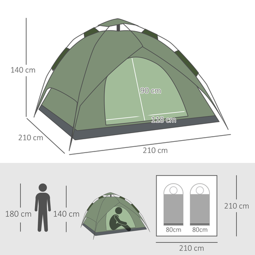 2 Man Pop Up Tent Camping Festival Hiking Family Travel Shelter Outsunny - Cheap Tent