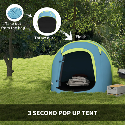 Outsunny Pop up Camping Tent for 2 Man, 2000mm Waterproof with Carry Bag, Blue - Cheap Tent