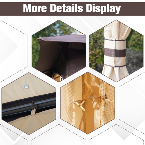 10' x 10' Outdoor Patio 2-Tier Roof Gazebo Canopy Steel Frame w/ Mesh Sidewalls - Cheap Tent