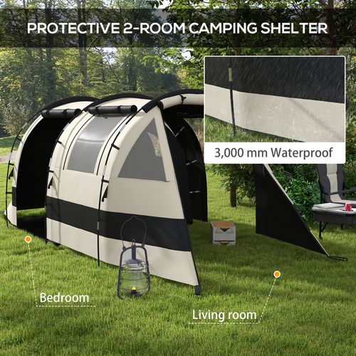 Outsunny Blackout Camping Tent with Bedroom & Living Room for 4-5 Person, Khaki - Cheap Tent