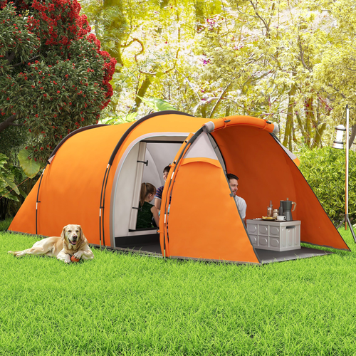 Outsunny 3 Man 2-Room Tent Camping Tent With Living Area Air Vents - Cheap Tent