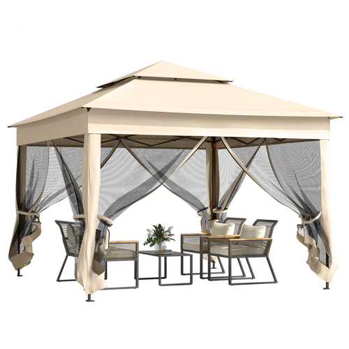 Outsunny Garden Folding Tent Heavy Duty Pop Up Gazebo for Party Cream - Cheap Tent
