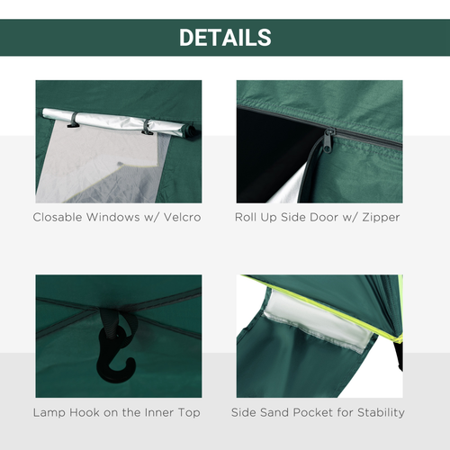 Outsunny 2 Man Pop-up Beach Tent Sun Shade Shelter Hut w/ Windows Door Green - Cheap Tent