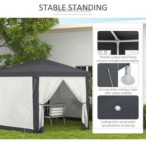 Outsunny Hexagonal Gazebo Patio, Outdoor Canopy Patio Party Tent Dark Grey - Cheap Tent