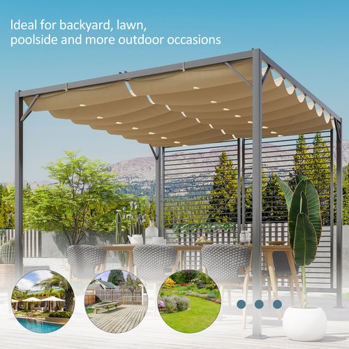 Metal Pergola Patio Sun Shelter Grape Tent Retractable Canopy UV Cut - Cheap Tent