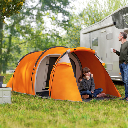 Outsunny 3 Man 2-Room Tent Camping Tent With Living Area Air Vents - Cheap Tent